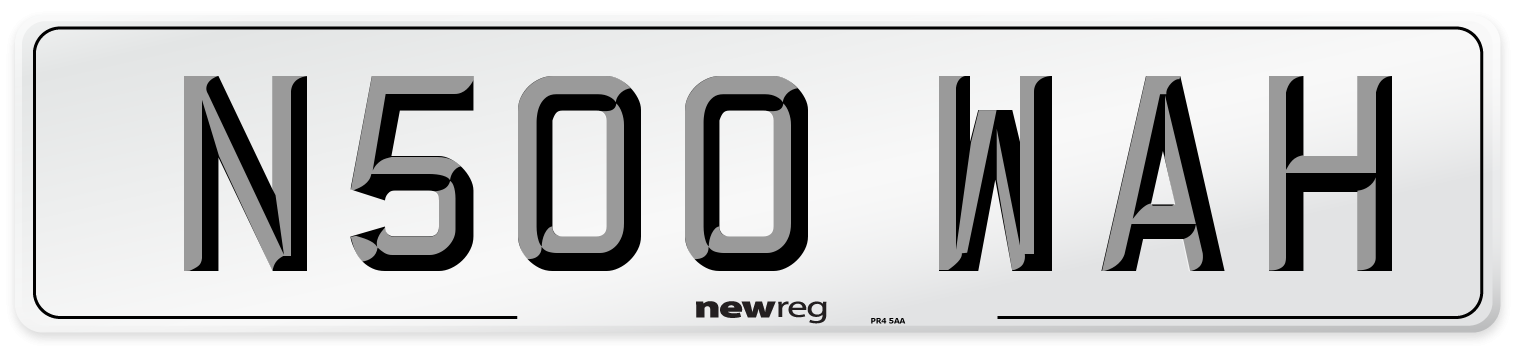N500 WAH Number Plate from New Reg